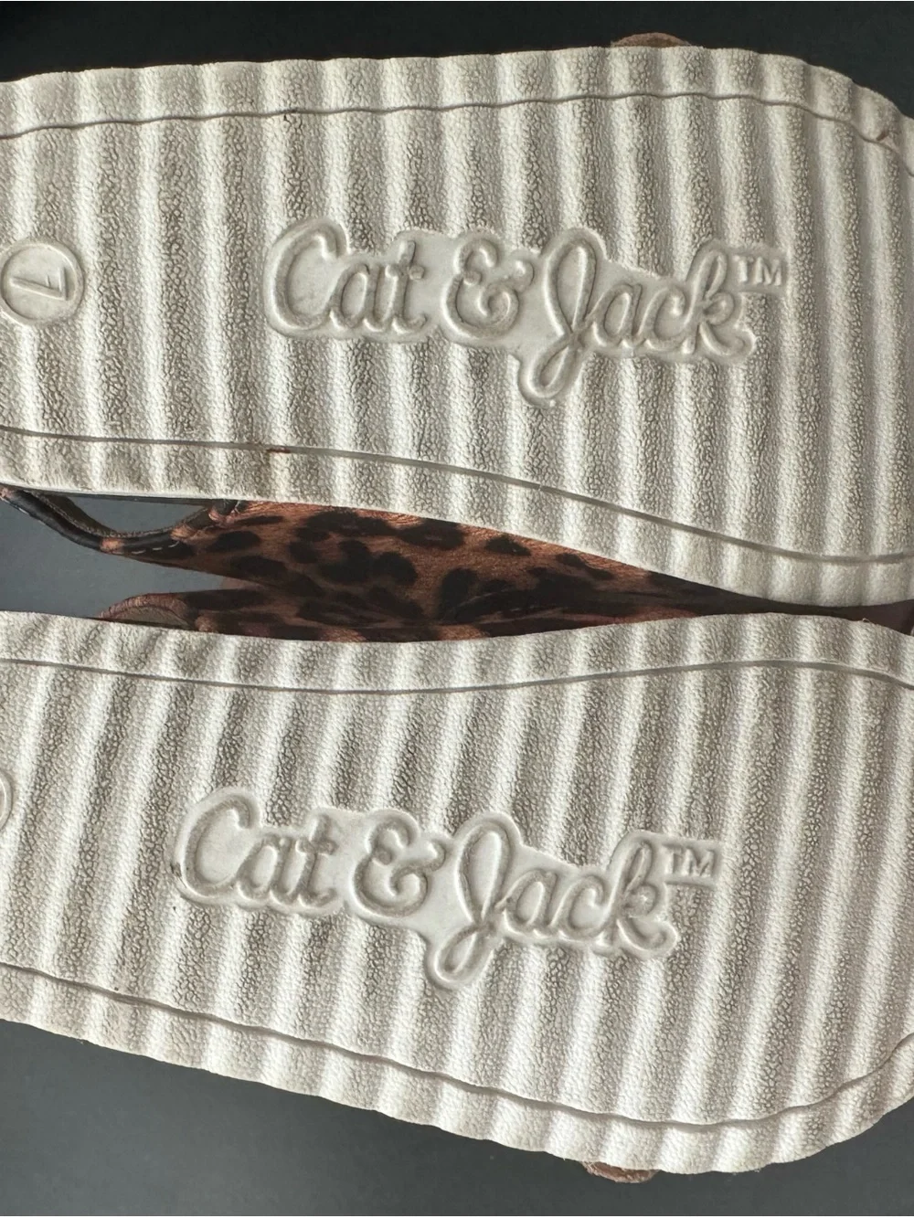 Cat & Jack Leopard Print Double-Buckle Sandals - Brown/Black size 7 toddler